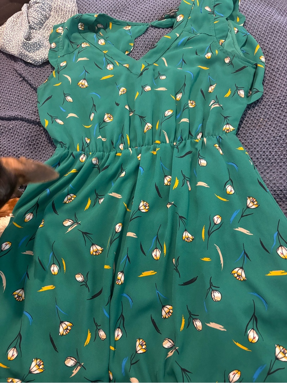 41 Hawthorne Women's Green Floral V-Neck Dress